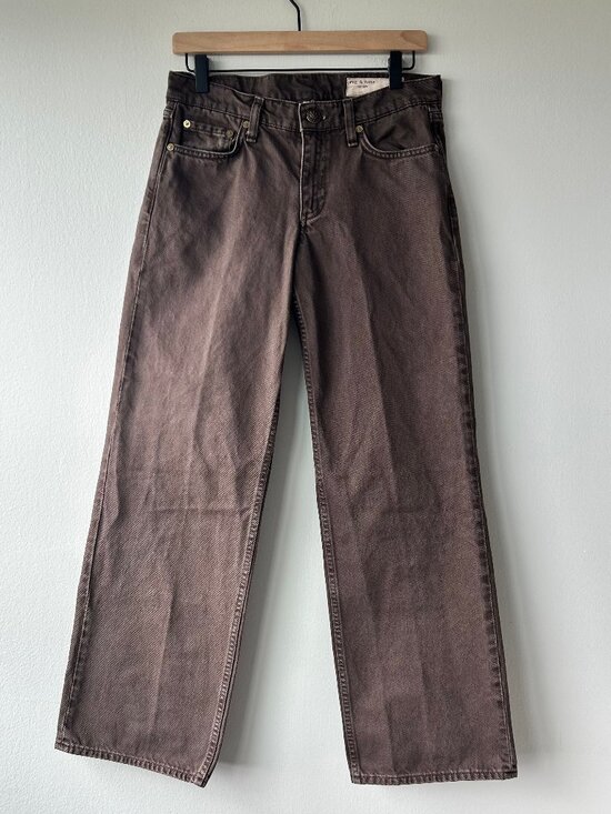 rag & bone Denim - Rag & Bone Saige Low Rise Relaxed Straight Full Jeans Dark Brown Women Size 26